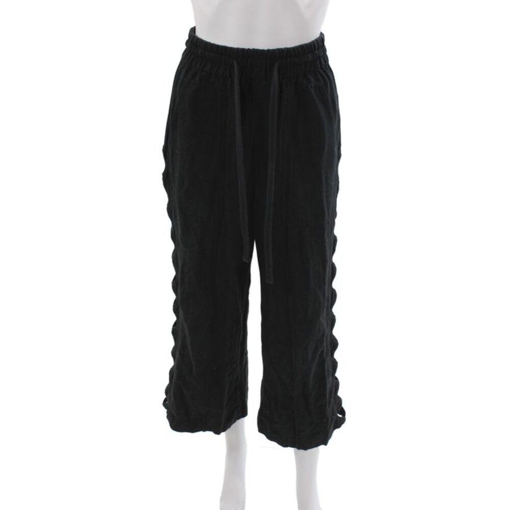 Sea New York Women Cropped Black Pants Drawstring Cotton Inseam 25 Size XS